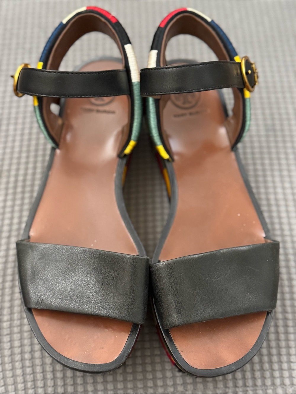 Tory Burch Camilla platform sandal w/stitched colorful bottom and leather upper - Picture 7 of 13